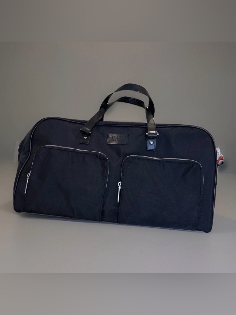 Versace Parfums Black Nylon Duffle Bag Weekender Overnighter Travel GWP Luggage